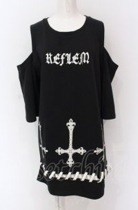 REFLEM / 逆さ十字カッティングショルダー半袖スウェット F ブラック O-25-05-28-002-PU-TO-YM-ZY