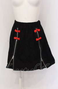 ALGONQUINS / チャイナボタン配色ZIPスカート  ブラック×レッド O-25-05-28-009-AL-SK-OW-OS