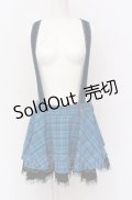 ALGONQUINS / サスペンダー付きフレアスカート F ブルー×ブラック O-25-05-28-020-AL-SK-OW-OS