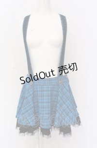 ALGONQUINS / サスペンダー付きフレアスカート F ブルー×ブラック O-25-05-28-020-AL-SK-OW-OS