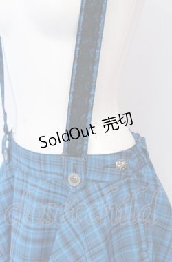 画像2: ALGONQUINS / サスペンダー付きフレアスカート F ブルー×ブラック O-25-05-28-020-AL-SK-OW-OS