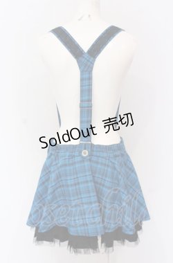 画像3: ALGONQUINS / サスペンダー付きフレアスカート F ブルー×ブラック O-25-05-28-020-AL-SK-OW-OS