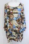 画像1: 【SALE】anko ROCK / レトロテディベア総柄Tシャツ　スーパーヒッグ  マルチ O-25-05-28-040-PU-TO-YM-ZT166 (1)