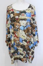 画像1: 【SALE】anko ROCK / レトロテディベア総柄Tシャツ　スーパーヒッグ  マルチ O-25-05-28-040-PU-TO-YM-ZT166 (1)
