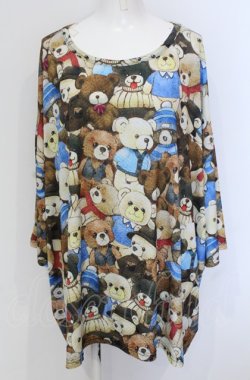 画像1: anko ROCK / レトロテディベア総柄Tシャツ　スーパーヒッグ  マルチ O-25-05-28-040-PU-TO-YM-OS