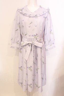 画像1: axes femme POETIQUE / チューリップストライプワンピース M ラベンダー O-25-05-29-030-AX-OP-IG-OS