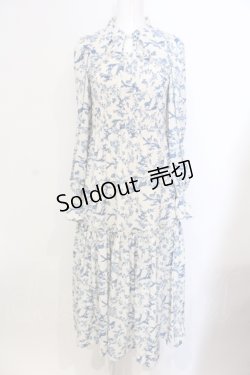 画像1: axes femme POETIQUE / トワルドジュイ風柄ワンピース M アイボリー×ブルー O-25-05-29-031-AX-OP-IG-OS