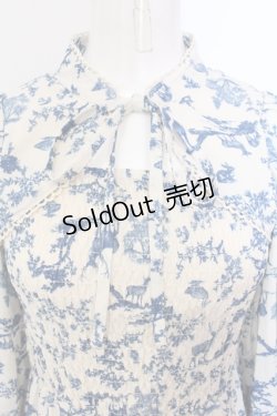 画像2: axes femme POETIQUE / トワルドジュイ風柄ワンピース M アイボリー×ブルー O-25-05-29-031-AX-OP-IG-OS