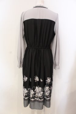 画像4: axes femme / ローズブーケ柄ワンピース M クロ×グレー O-25-05-29-032-AX-OP-IG-OS