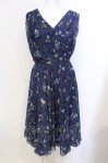 画像1: 【SALE】axes femme / スカーフ付き植物図鑑ワンピース  ネイビー O-25-05-29-034-AX-OP-IG-ZT131 (1)