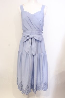 画像1: axes femme POETIQUE / 裾刺繍ワンピース M サックス O-25-05-29-035-AX-OP-IG-OS