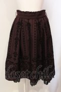 axes femme / 花フロッキープリントスカート M ワイン O-25-05-29-040-AX-SK-IG-OS