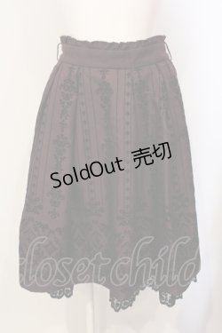 画像1: axes femme / 花フロッキープリントスカート M ワイン O-25-05-29-040-AX-SK-IG-OS