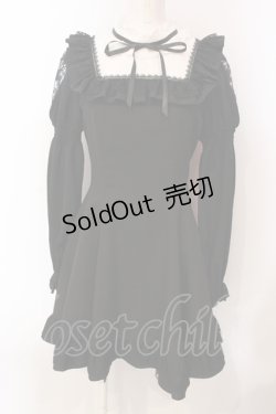 画像1: Secret Honey / スリット袖レースヨークワンピース  クロ×シロ O-25-05-29-042-CA-OP-IG-OS