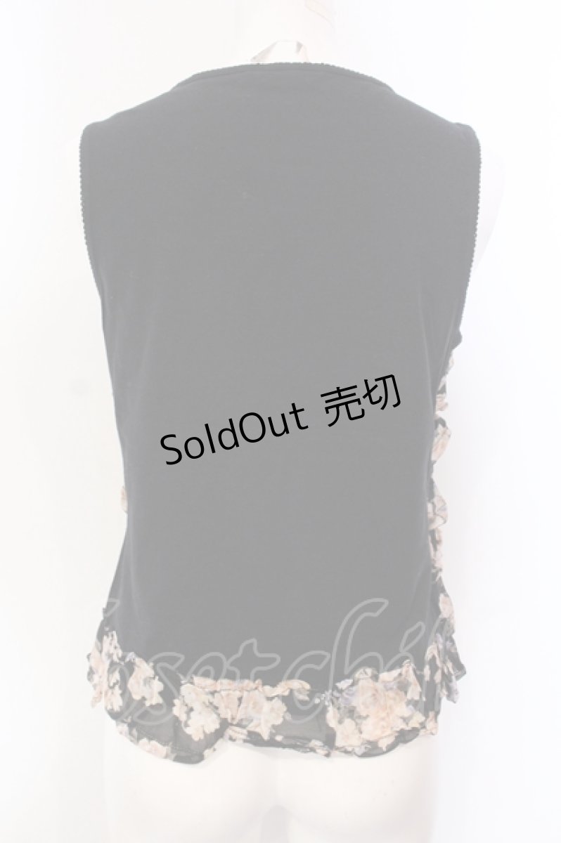 画像3: 【SALE】PINK HOUSE / ティアードフリルノースリーブトップス 3（M） クロ O-25-05-29-059-LO-TO-OW-ZT270 (3)