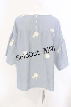 画像3: 【SALE】PINK HOUSE / ダンガリーマーガレット刺繍ブラウス  ブルー O-25-05-29-065-LO-BL-OW-ZT400