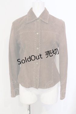 画像1: PINK HOUSE / カットワークラムレザージャケット M ブラウン O-25-05-29-069-LO-JA-OW-ZT195