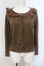 画像1: 【SALE】PINK HOUSE / レース使いフリルニットカーディガン  ブラウン O-25-05-29-071-LO-TO-OW-ZT425 (1)