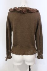 画像4: 【SALE】PINK HOUSE / レース使いフリルニットカーディガン  ブラウン O-25-05-29-071-LO-TO-OW-ZT425 (4)