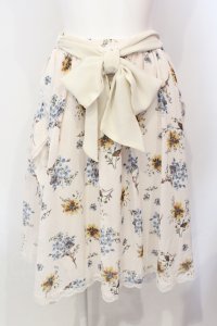 axes femme / サイドフリルミドルスカート M アイボリー O-25-05-29-008-AX-SK-IG-ZT167