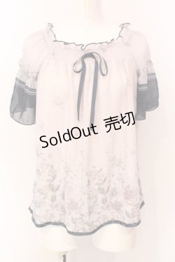 画像1: axes femme / アネモネ柄パイピングブラウス M ピンク×ネイビー O-25-05-29-009-AX-BL-IG-OS