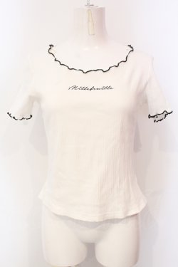 画像1: axes femme POETIQUE / メッセージ刺繍メローフリルカットソー M シロ O-25-05-29-010-AX-TO-IG-OS