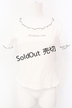画像1: axes femme POETIQUE / メッセージ刺繍メローフリルカットソー M シロ O-25-05-29-010-AX-TO-IG-OS
