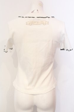 画像2: axes femme POETIQUE / メッセージ刺繍メローフリルカットソー M シロ O-25-05-29-010-AX-TO-IG-OS