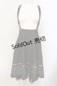 axes femme POETIQUE / サス付ヴィンテージ柄スカート M クロ O-25-05-29-014-AX-SK-IG-OS