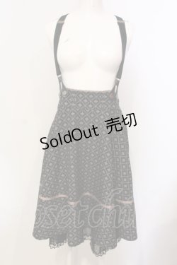 画像1: axes femme POETIQUE / サス付ヴィンテージ柄スカート M クロ O-25-05-29-014-AX-SK-IG-OS