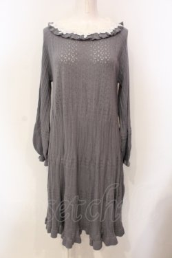 画像1: axes femme / ローズレースニットワンピース M グレー O-25-05-29-009-AX-OP-IG-OS