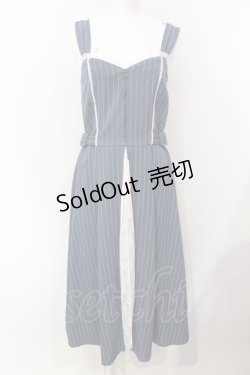 画像1: axes femme POETIQUE / レース切替ロングワンピース M ブルー O-25-05-29-020-AX-OP-IG-OS