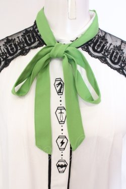 画像2: axes femme POETIQUE / カラーリボンアイコンブラウス M シロ×グリーン O-25-05-29-024-AX-BL-IG-OS