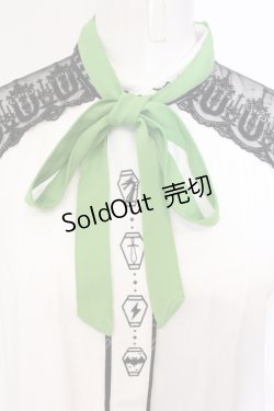 画像2: axes femme POETIQUE / カラーリボンアイコンブラウス M シロ×グリーン O-25-05-29-024-AX-BL-IG-OS