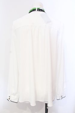 画像3: axes femme POETIQUE / カラーリボンアイコンブラウス M シロ×グリーン O-25-05-29-024-AX-BL-IG-OS
