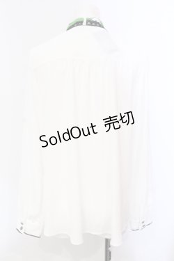 画像3: axes femme POETIQUE / カラーリボンアイコンブラウス M シロ×グリーン O-25-05-29-024-AX-BL-IG-OS