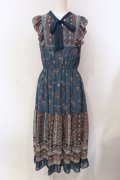 axes femme / パッチワーク花柄ロングワンピース M ブルー O-25-05-29-026-AX-OP-IG-OS