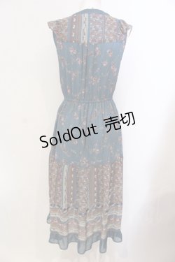 画像3: axes femme / パッチワーク花柄ロングワンピース M ブルー O-25-05-29-026-AX-OP-IG-OS