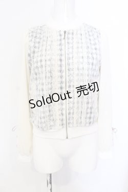 画像1: axes femme POETIQUE / レース重ねブルゾン M アイボリー×クロ O-25-05-29-027-AX-JA-IG-OS