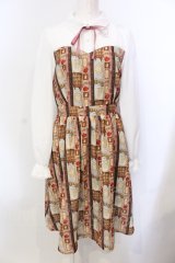 axes femme POETIQUE / ショコラレジメストライプワンピース M ブラウン×シロ O-25-05-29-029-AX-OP-IG-OS