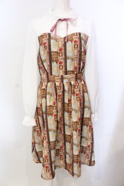画像1: axes femme POETIQUE / ショコラレジメストライプワンピース M ブラウン×シロ O-25-05-29-029-AX-OP-IG-OS