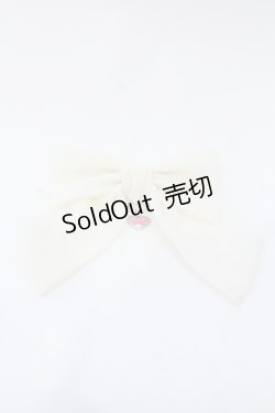 画像1: metamorphose / ロゴチャームリボンバレッタ  アイボリー O-25-05-30-048-ME-AC-IG-OS