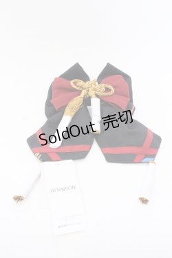 画像1: axes femme kawaii / 彼岸の白狐会柄リボンバレッタ  クロ O-25-05-30-071-AX-AC-IG-OS