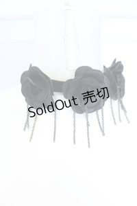 BPN / ローズコサージュベロアリボンチョーカー  ブラック O-25-05-30-089-GO-AC-IG-OS