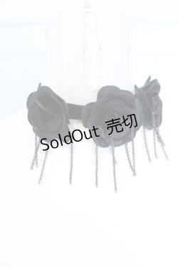 画像1: BPN / ローズコサージュベロアリボンチョーカー  ブラック O-25-05-30-089-GO-AC-IG-OS