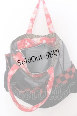 画像2: gouk / 和柄切り替えトートバッグ  ブラック×ブルーグレー O-25-05-30-008-GO-BG-OW-OS