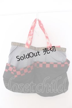 画像3: gouk / 和柄切り替えトートバッグ  ブラック×ブルーグレー O-25-05-30-008-GO-BG-OW-OS