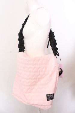 画像1: majoretty / MRハートキルトSD ショルダーバッグ  ピンク×クロ O-25-05-30-010-LO-BG-IG-OS