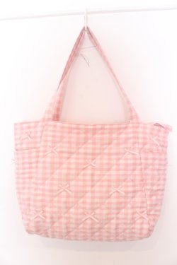 画像1: m petit by misako / AMリボンキルトCHECKバッグ  ピンク O-25-05-30-003-LO-BG-IG-OS