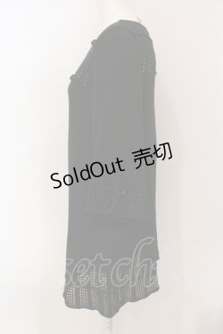 画像2: PINK HOUSE / 黒透かし編み切替えニットチュニック  クロ O-25-05-31-034-LO-TO-OW-OS